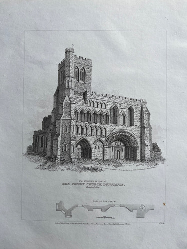 1805 antique print dunstable - 1805,